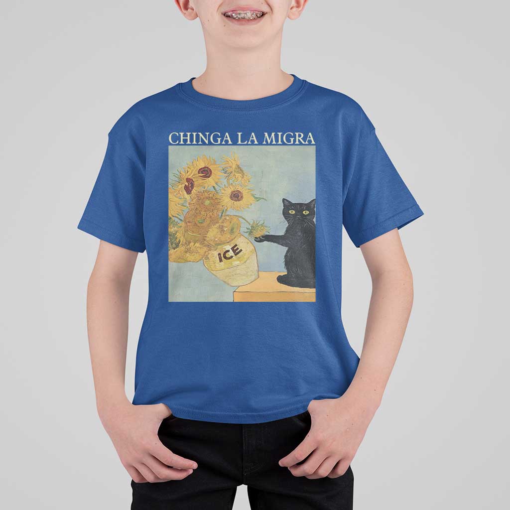 Chinga la Migra T Shirt For Kid Subtle FDT Black Cat Meme Van Gogh Art - Wonder Print Shop