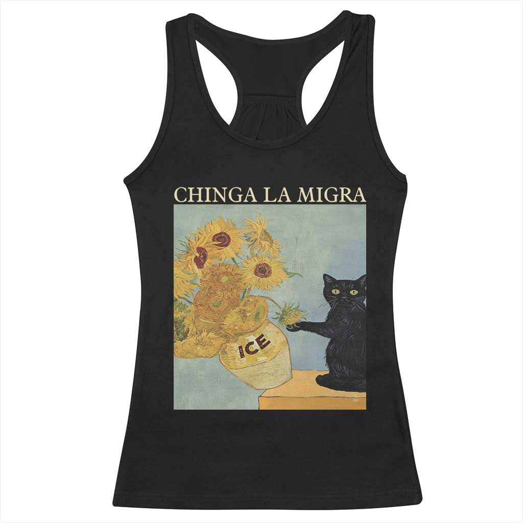 Chinga la Migra Racerback Tank Top Subtle FDT Black Cat Meme Van Gogh Art - Wonder Print Shop