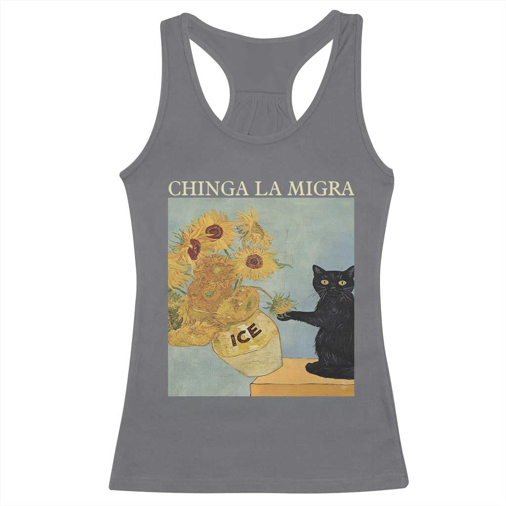 Chinga la Migra Racerback Tank Top Subtle FDT Black Cat Meme Van Gogh Art - Wonder Print Shop