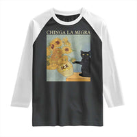 Chinga la Migra Raglan Shirt Subtle FDT Black Cat Meme Van Gogh Art - Wonder Print Shop