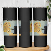 Chinga la Migra Skinny Tumbler Subtle FDT Black Cat Meme Van Gogh Art - Wonder Print Shop