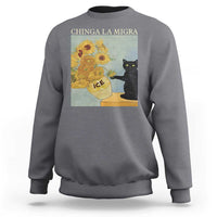 Chinga la Migra Sweatshirt Subtle FDT Black Cat Meme Van Gogh Art - Wonder Print Shop