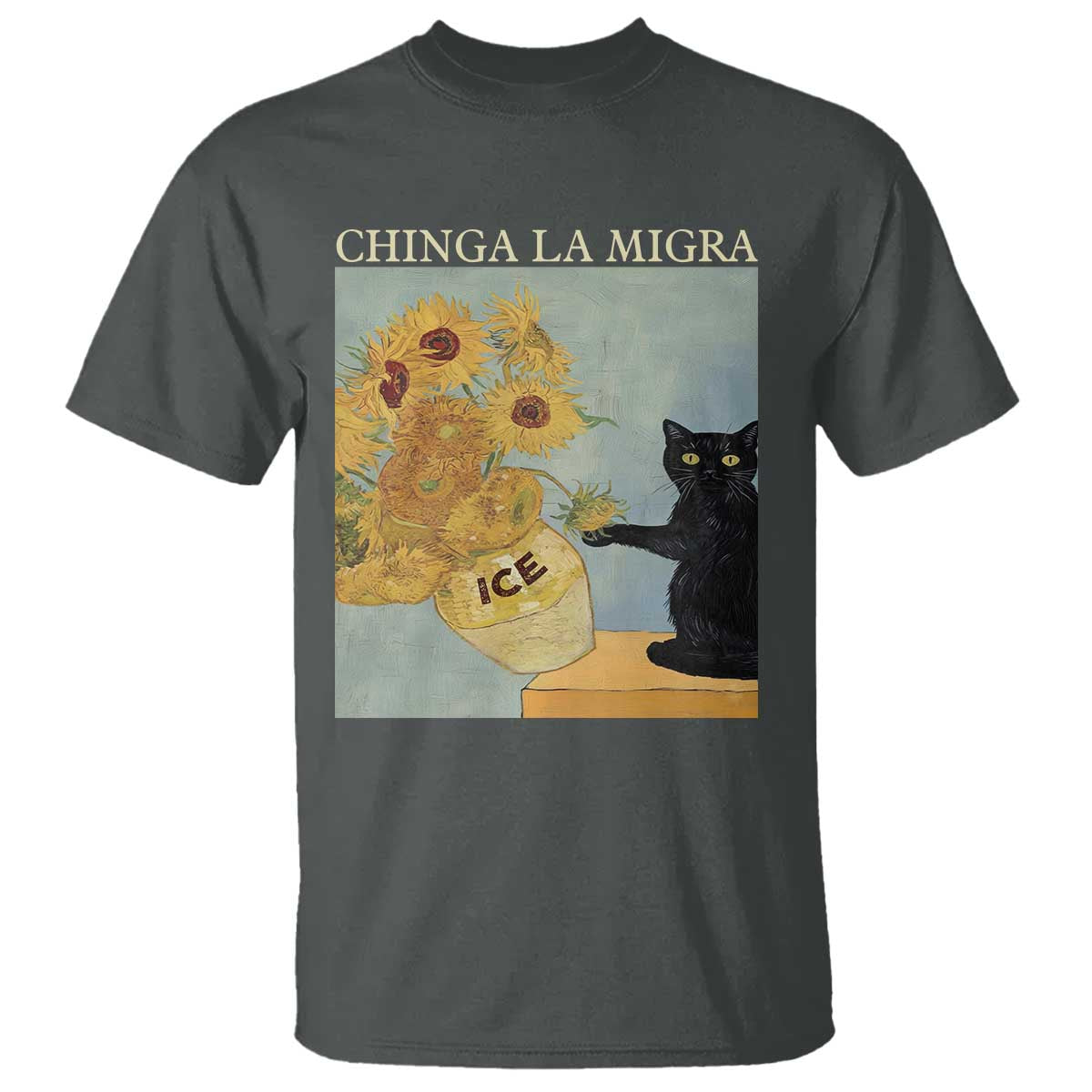 Chinga la Migra T Shirt Subtle FDT Black Cat Meme Van Gogh Art - Wonder Print Shop