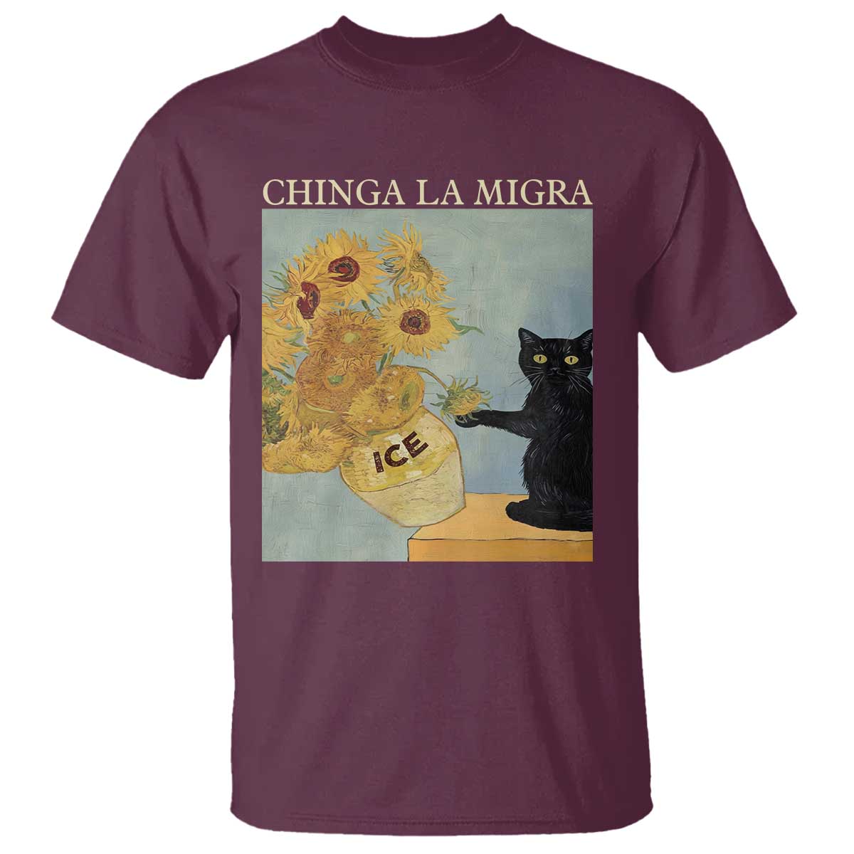 Chinga la Migra T Shirt Subtle FDT Black Cat Meme Van Gogh Art - Wonder Print Shop
