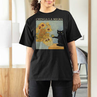 Chinga la Migra T Shirt For Women Subtle FDT Black Cat Meme Van Gogh Art - Wonder Print Shop