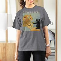 Chinga la Migra T Shirt For Women Subtle FDT Black Cat Meme Van Gogh Art - Wonder Print Shop