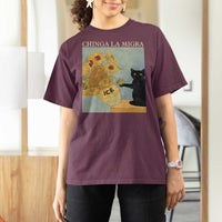 Chinga la Migra T Shirt For Women Subtle FDT Black Cat Meme Van Gogh Art - Wonder Print Shop
