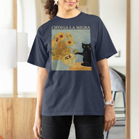 Chinga la Migra T Shirt For Women Subtle FDT Black Cat Meme Van Gogh Art - Wonder Print Shop
