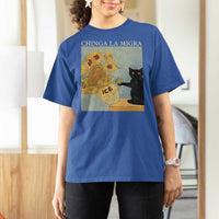 Chinga la Migra T Shirt For Women Subtle FDT Black Cat Meme Van Gogh Art - Wonder Print Shop