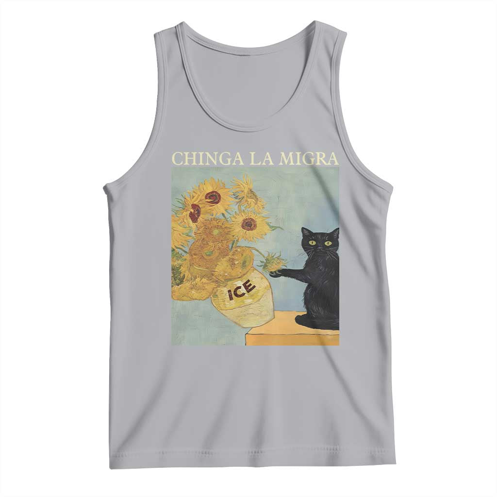 Chinga la Migra Tank Top Subtle FDT Black Cat Meme Van Gogh Art - Wonder Print Shop