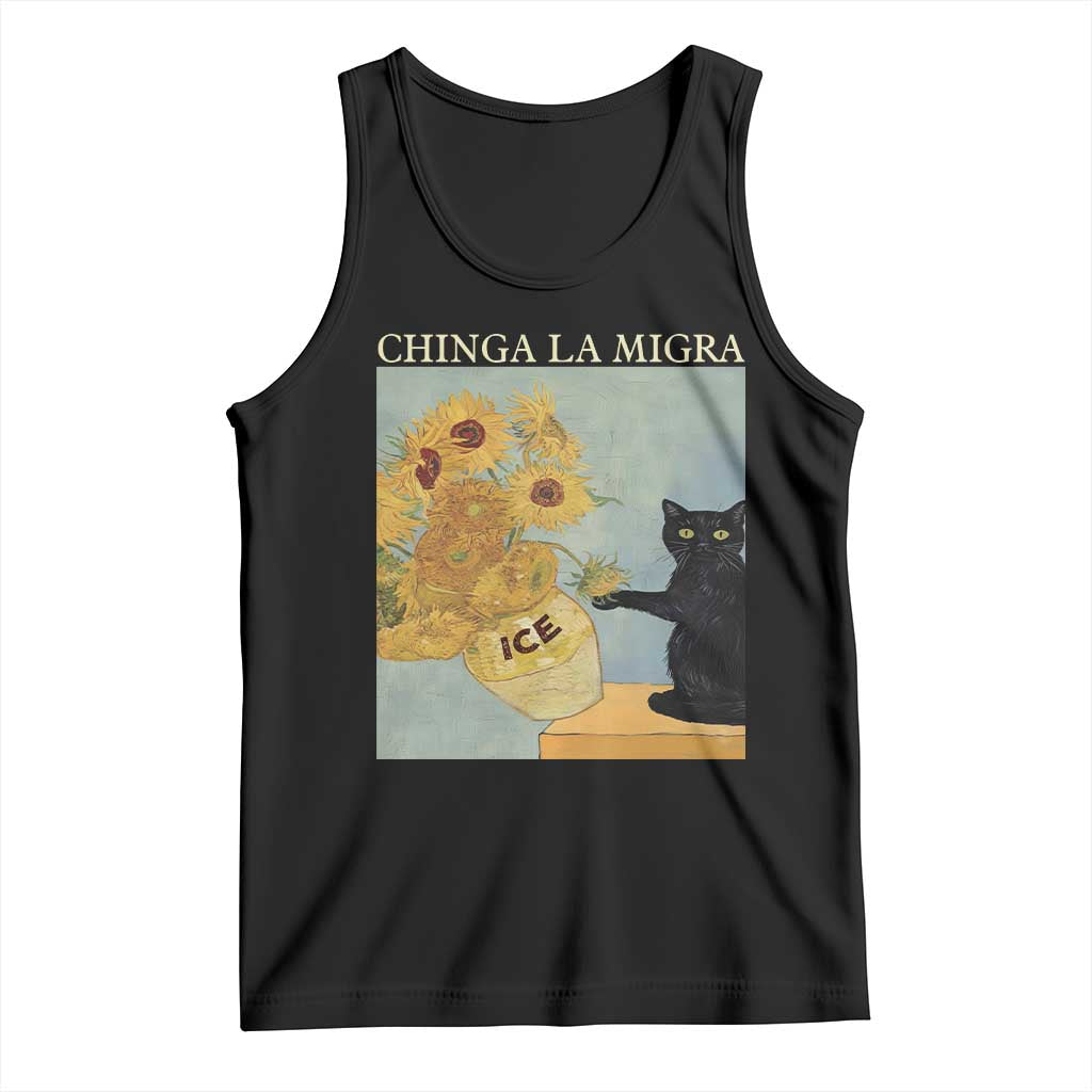 Chinga la Migra Tank Top Subtle FDT Black Cat Meme Van Gogh Art - Wonder Print Shop