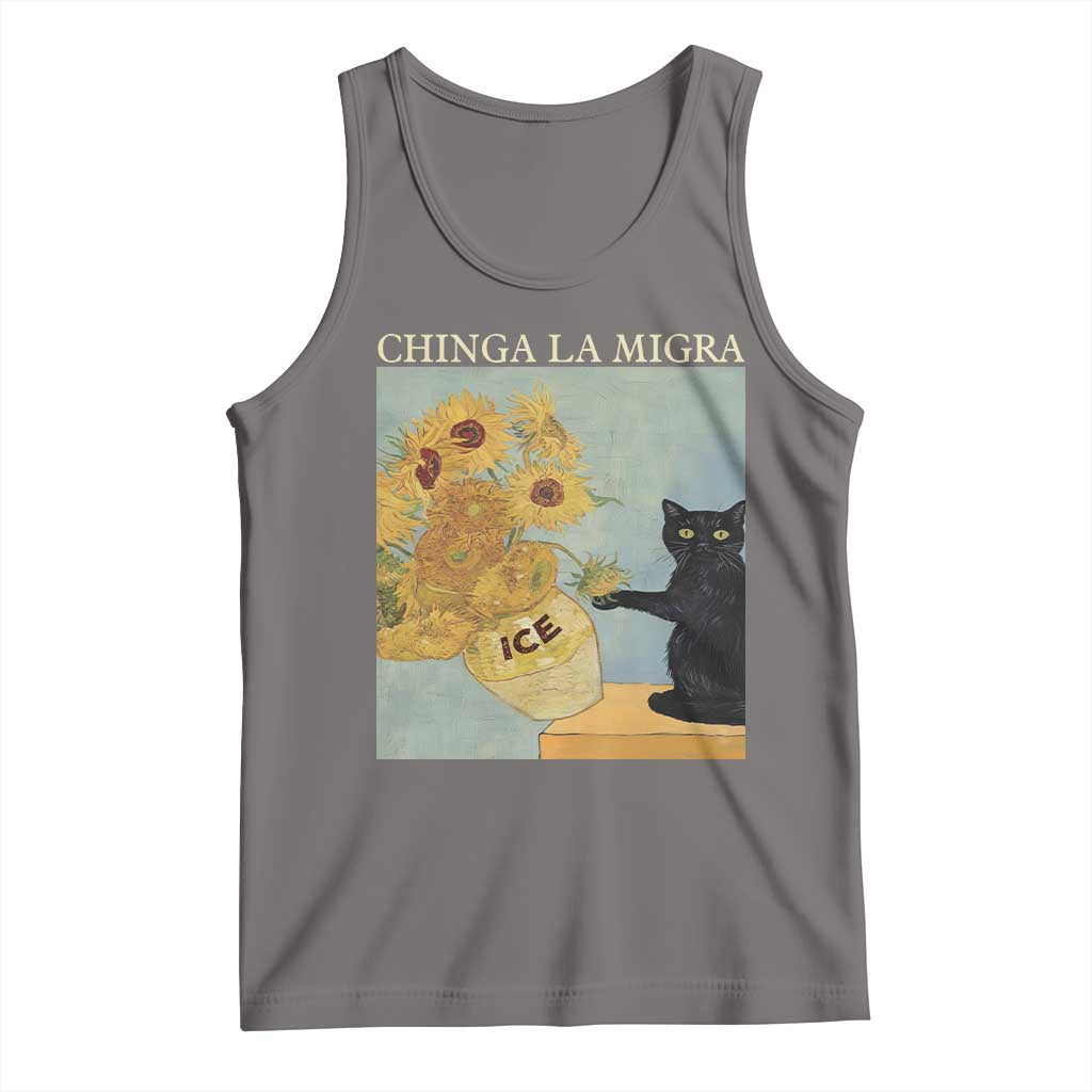 Chinga la Migra Tank Top Subtle FDT Black Cat Meme Van Gogh Art - Wonder Print Shop
