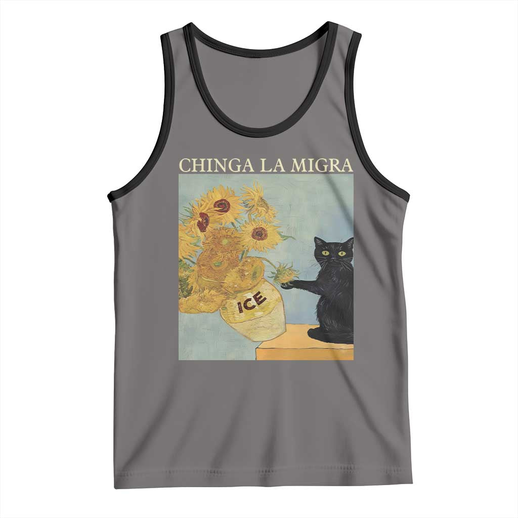 Chinga la Migra Tank Top Subtle FDT Black Cat Meme Van Gogh Art - Wonder Print Shop
