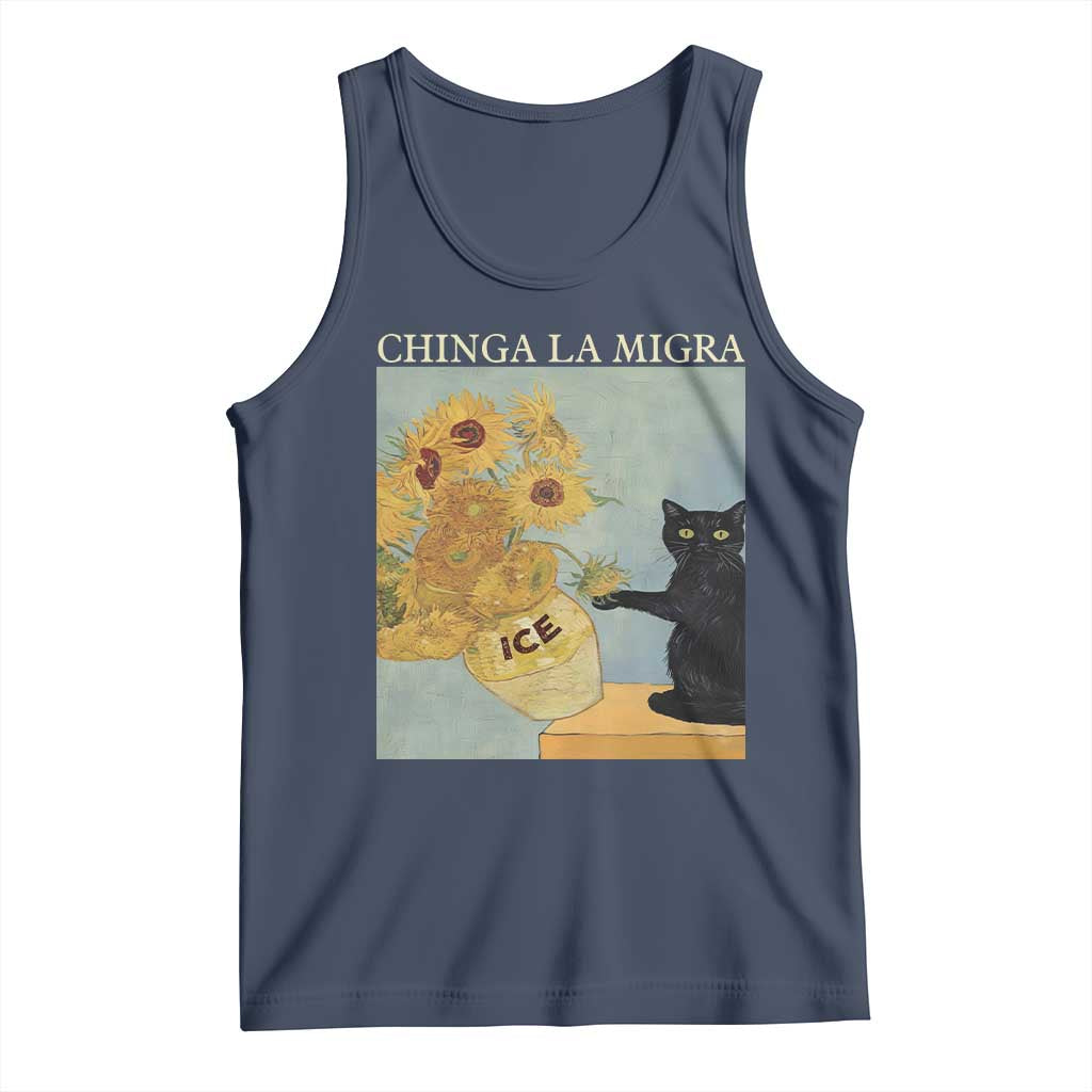 Chinga la Migra Tank Top Subtle FDT Black Cat Meme Van Gogh Art - Wonder Print Shop