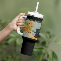 Chinga la Migra Tumbler With Handle Subtle FDT Black Cat Meme Van Gogh Art - Wonder Print Shop