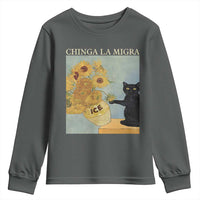 Chinga la Migra Youth Sweatshirt Subtle FDT Black Cat Meme Van Gogh Art - Wonder Print Shop