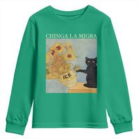 Chinga la Migra Youth Sweatshirt Subtle FDT Black Cat Meme Van Gogh Art - Wonder Print Shop