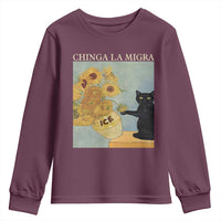 Chinga la Migra Youth Sweatshirt Subtle FDT Black Cat Meme Van Gogh Art - Wonder Print Shop
