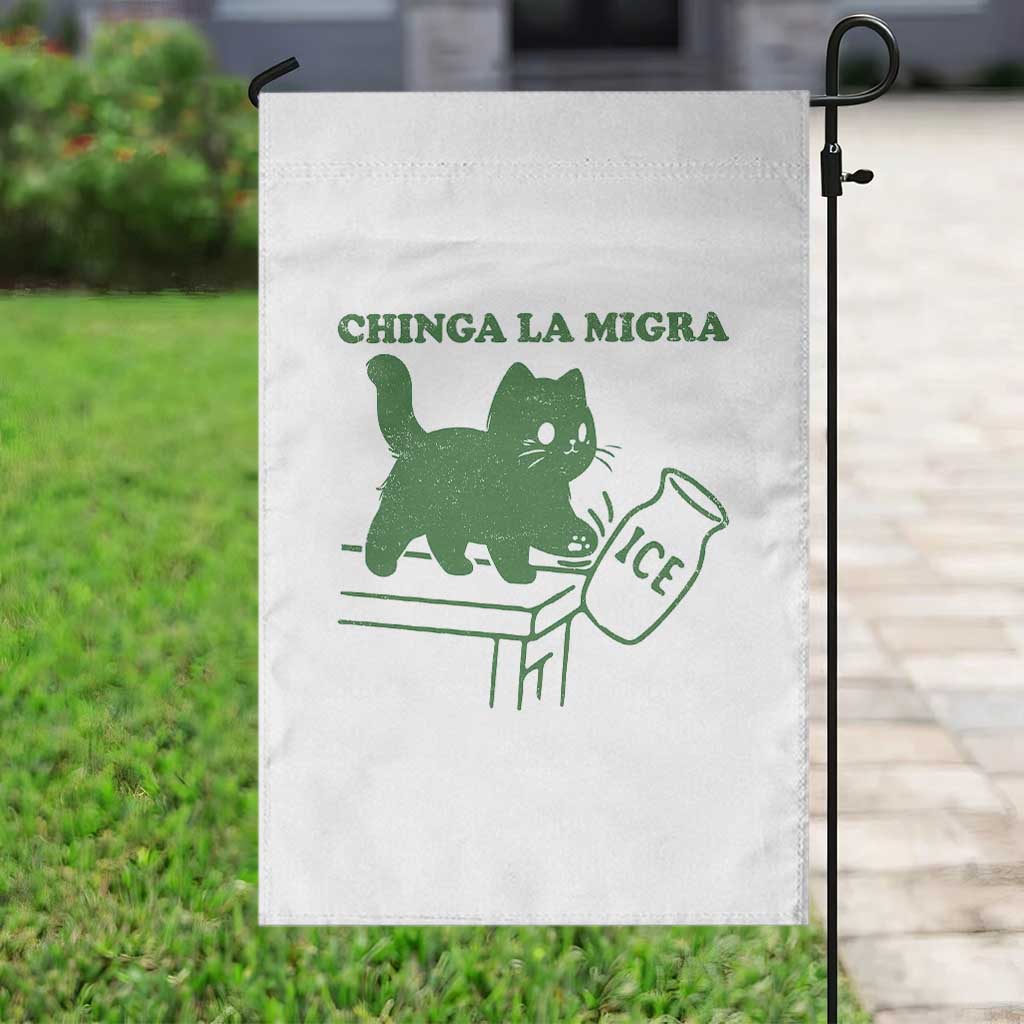 Chinga la Migra Garden Flag Funny Subtle FDT Cat Meme - Wonder Print Shop