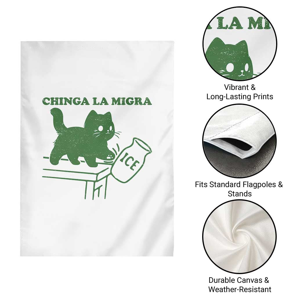 Chinga la Migra Garden Flag Funny Subtle FDT Cat Meme - Wonder Print Shop