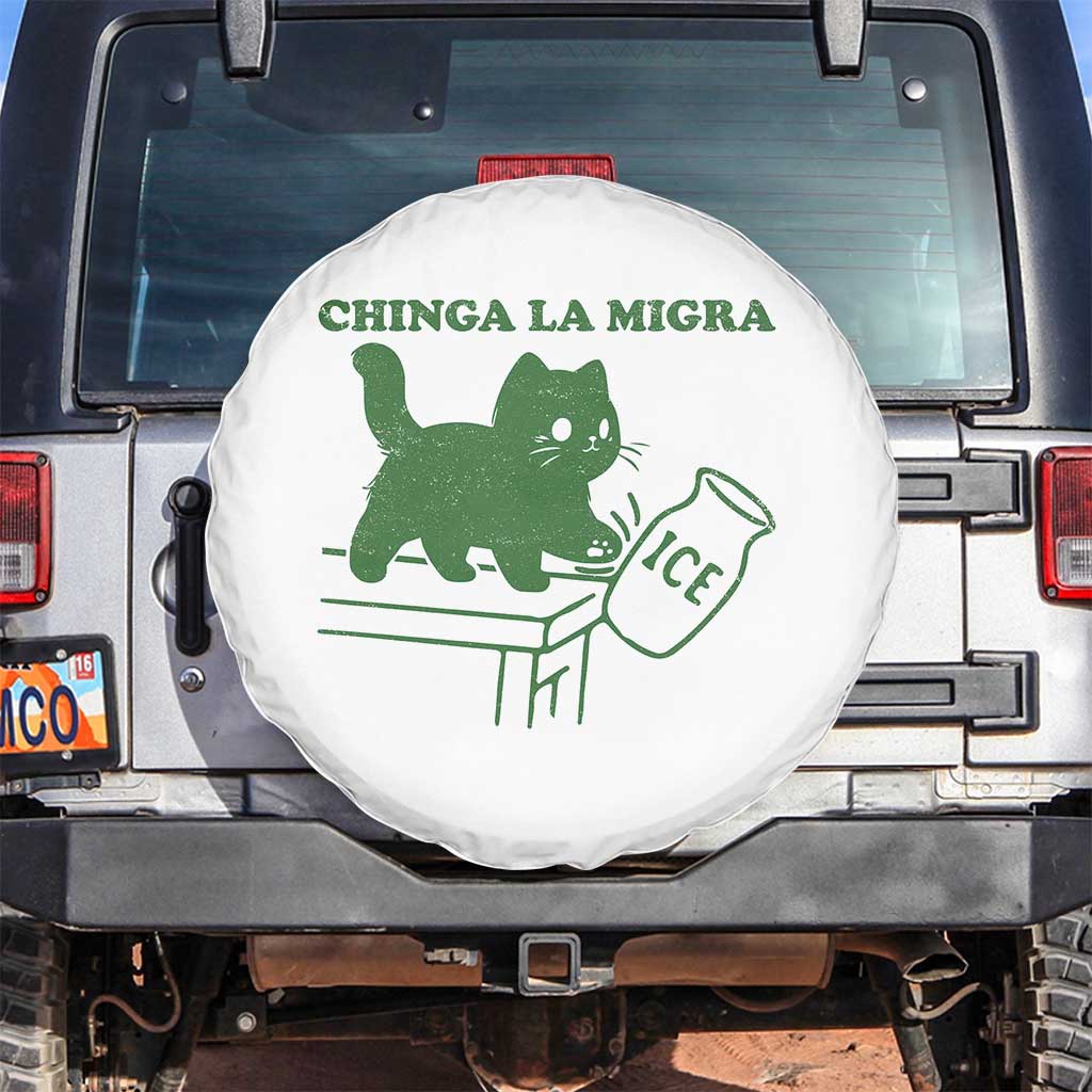 Chinga la Migra Spare Tire Cover Funny Subtle FDT Cat Meme - Wonder Print Shop