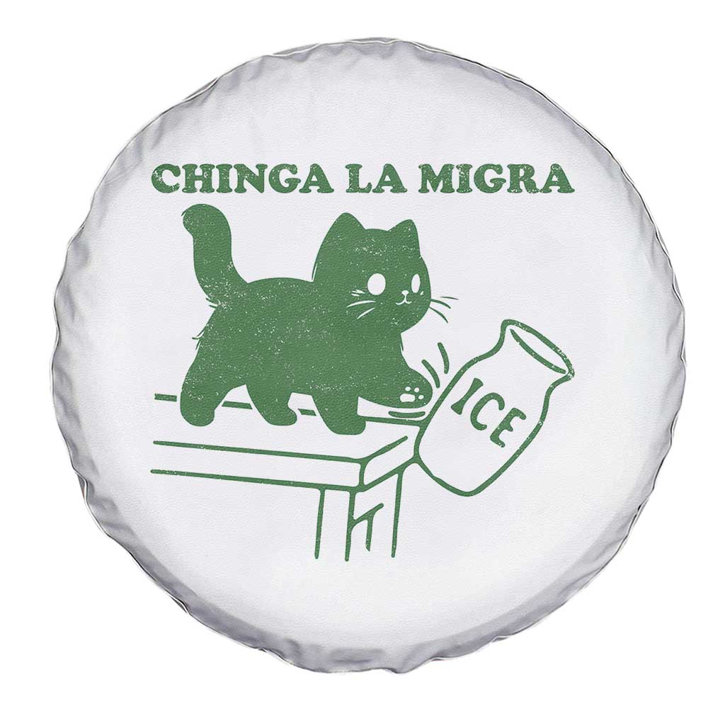 Chinga la Migra Spare Tire Cover Funny Subtle FDT Cat Meme - Wonder Print Shop