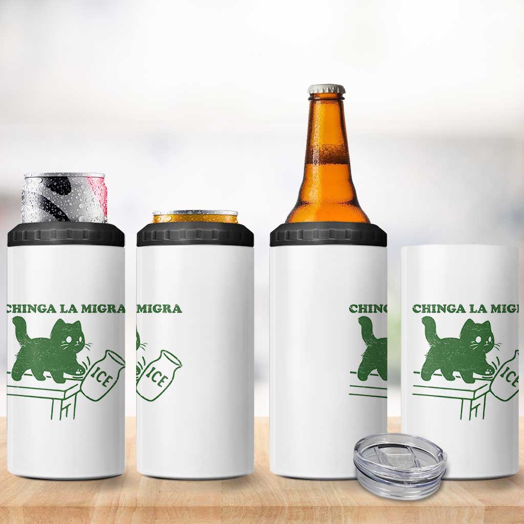 Chinga la Migra 4 in 1 Can Cooler Tumbler Funny Subtle FDT Cat Meme - Wonder Print Shop