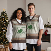 Chinga la Migra V-Neck Knit Sweater Vest Funny Subtle FDT Cat Meme - Wonder Print Shop