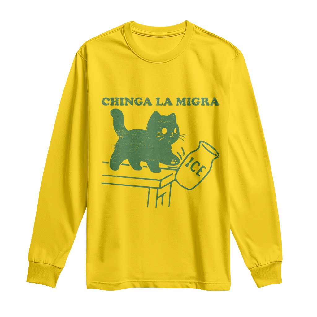 Chinga la Migra Long Sleeve Shirt Funny Subtle FDT Cat Meme - Wonder Print Shop