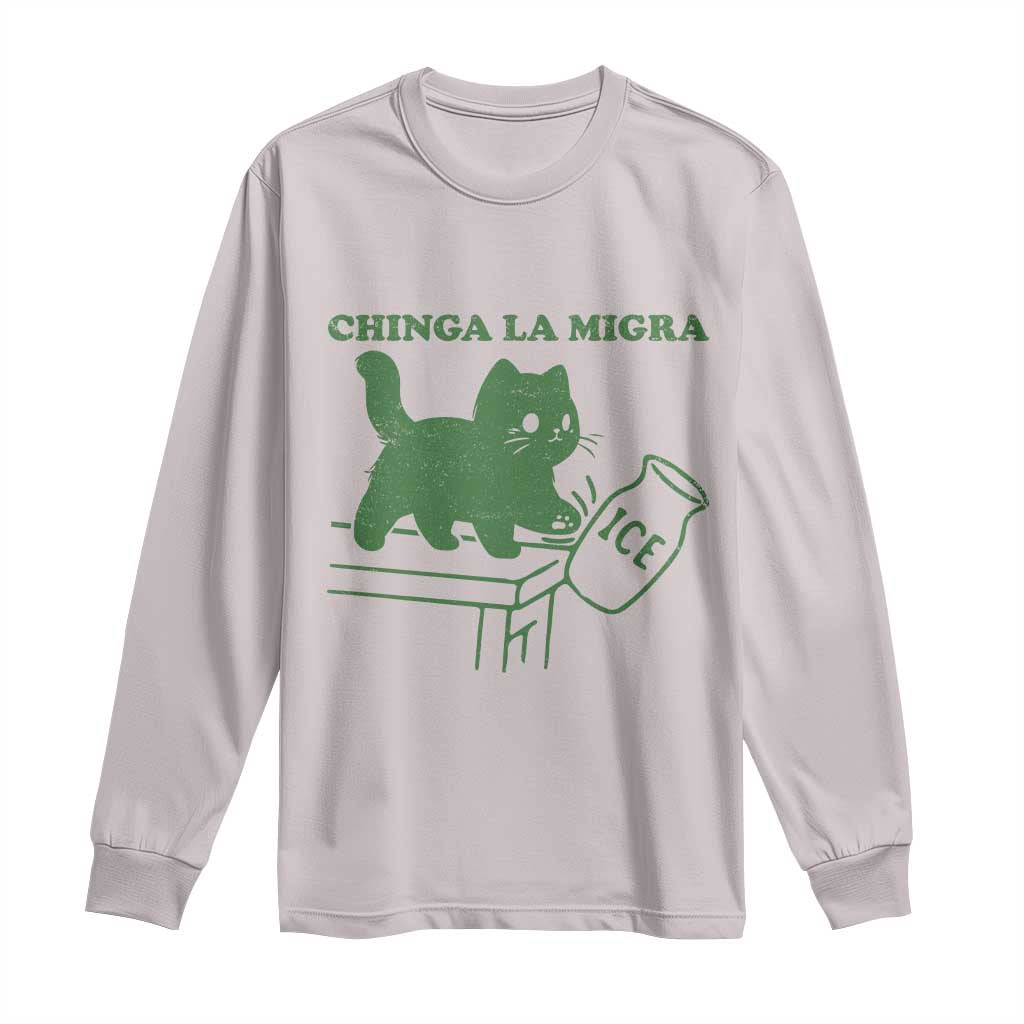 Chinga la Migra Long Sleeve Shirt Funny Subtle FDT Cat Meme - Wonder Print Shop