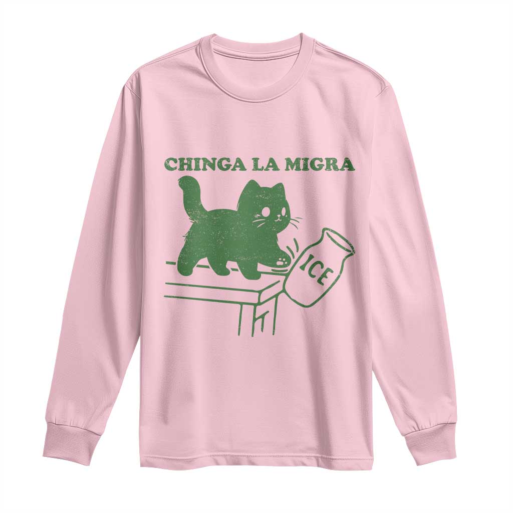 Chinga la Migra Long Sleeve Shirt Funny Subtle FDT Cat Meme - Wonder Print Shop