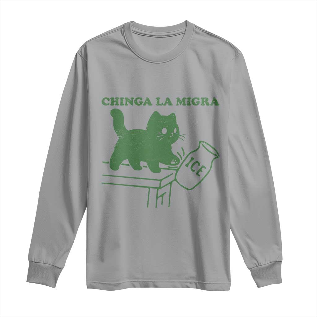 Chinga la Migra Long Sleeve Shirt Funny Subtle FDT Cat Meme - Wonder Print Shop