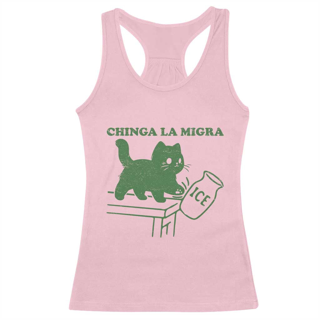 Chinga la Migra Racerback Tank Top Funny Subtle FDT Cat Meme - Wonder Print Shop