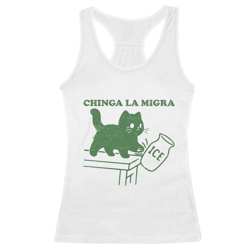 Chinga la Migra Racerback Tank Top Funny Subtle FDT Cat Meme - Wonder Print Shop