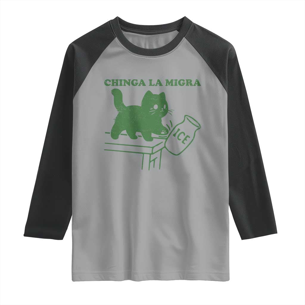 Chinga la Migra Raglan Shirt Funny Subtle FDT Cat Meme - Wonder Print Shop