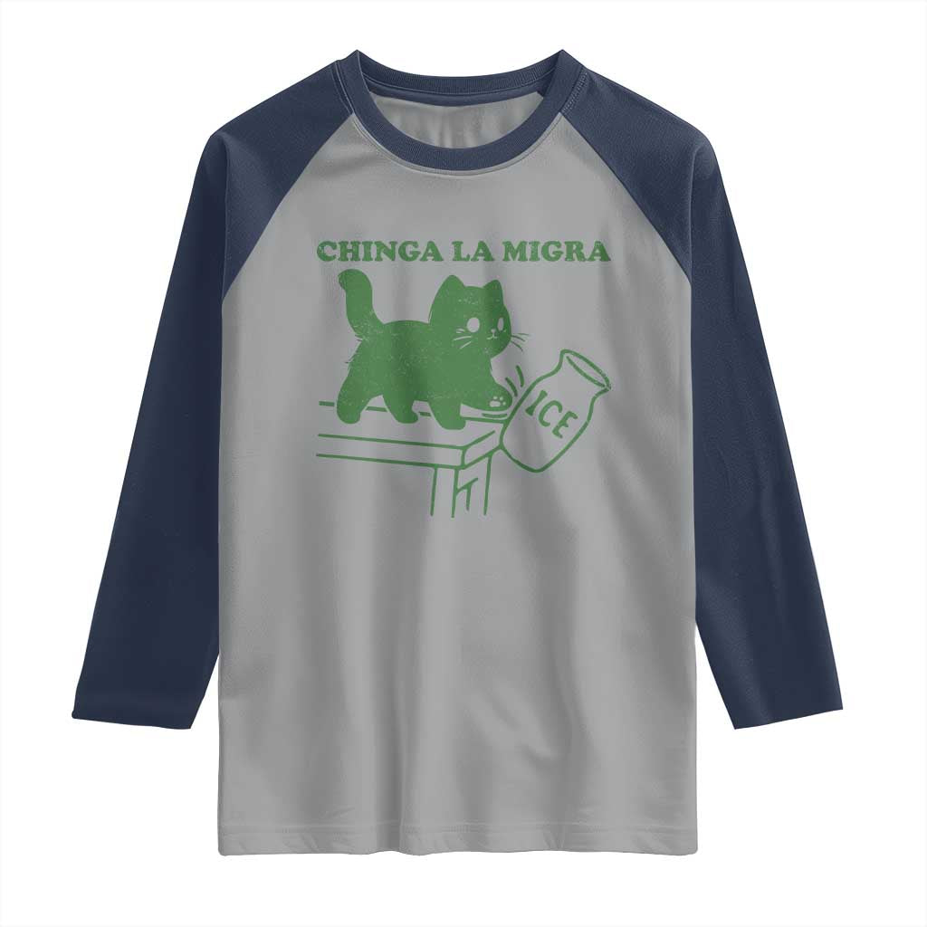 Chinga la Migra Raglan Shirt Funny Subtle FDT Cat Meme - Wonder Print Shop
