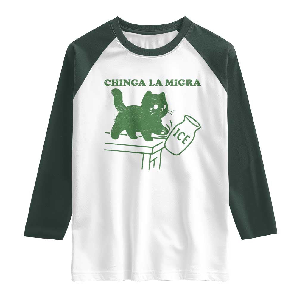 Chinga la Migra Raglan Shirt Funny Subtle FDT Cat Meme - Wonder Print Shop