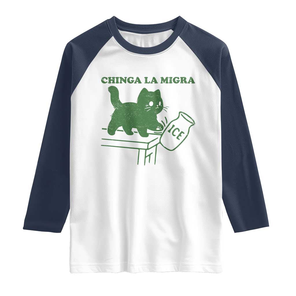 Chinga la Migra Raglan Shirt Funny Subtle FDT Cat Meme - Wonder Print Shop
