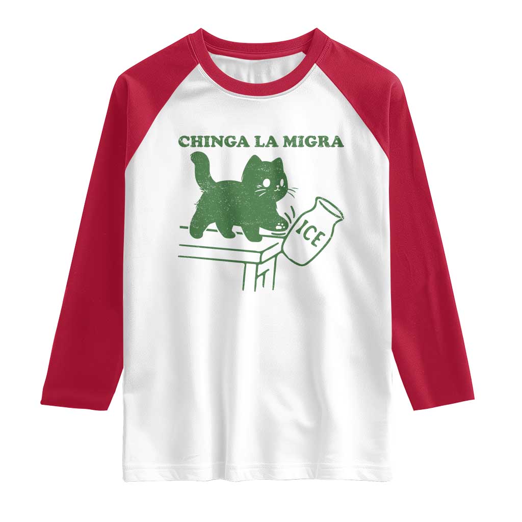 Chinga la Migra Raglan Shirt Funny Subtle FDT Cat Meme - Wonder Print Shop