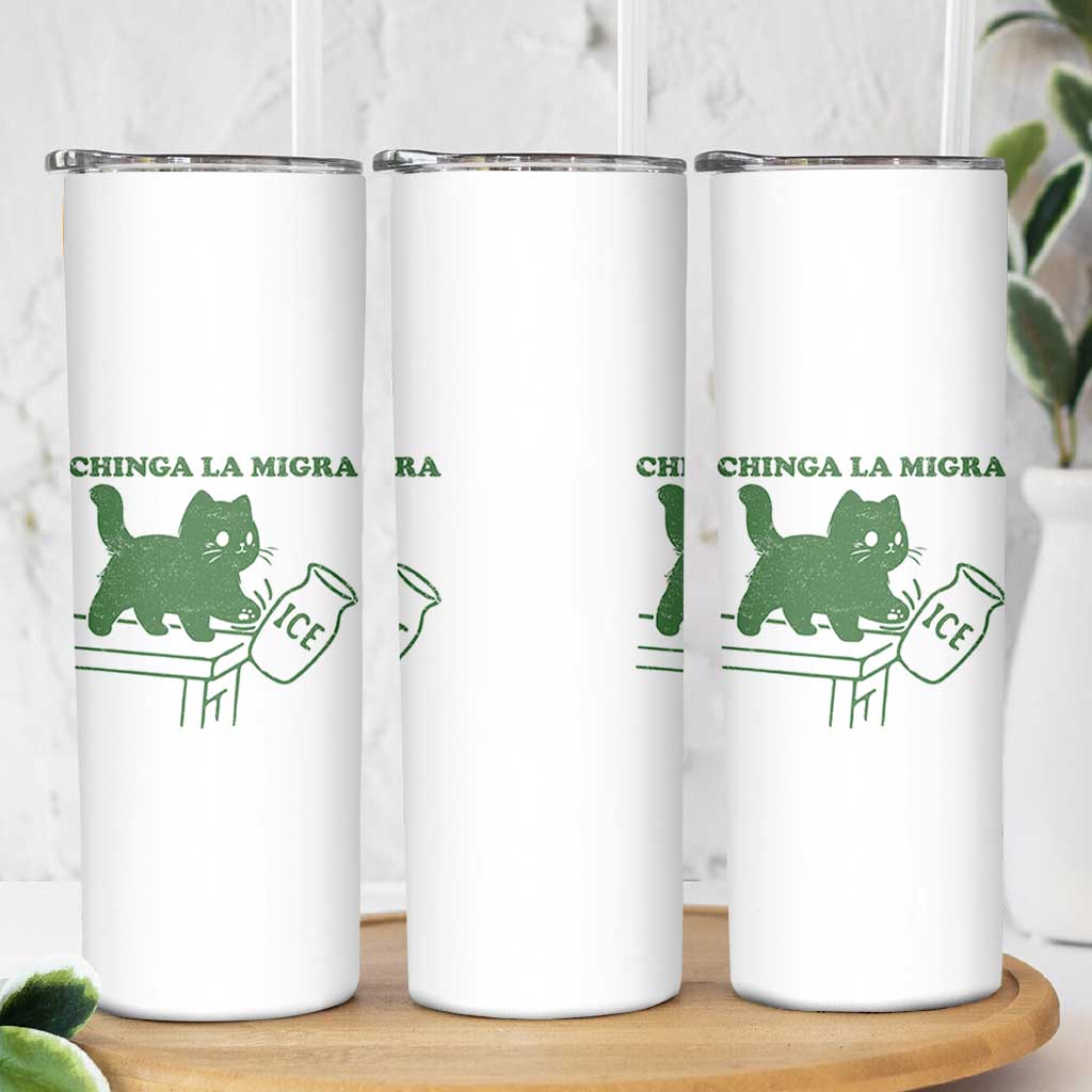 Chinga la Migra Skinny Tumbler Funny Subtle FDT Cat Meme - Wonder Print Shop