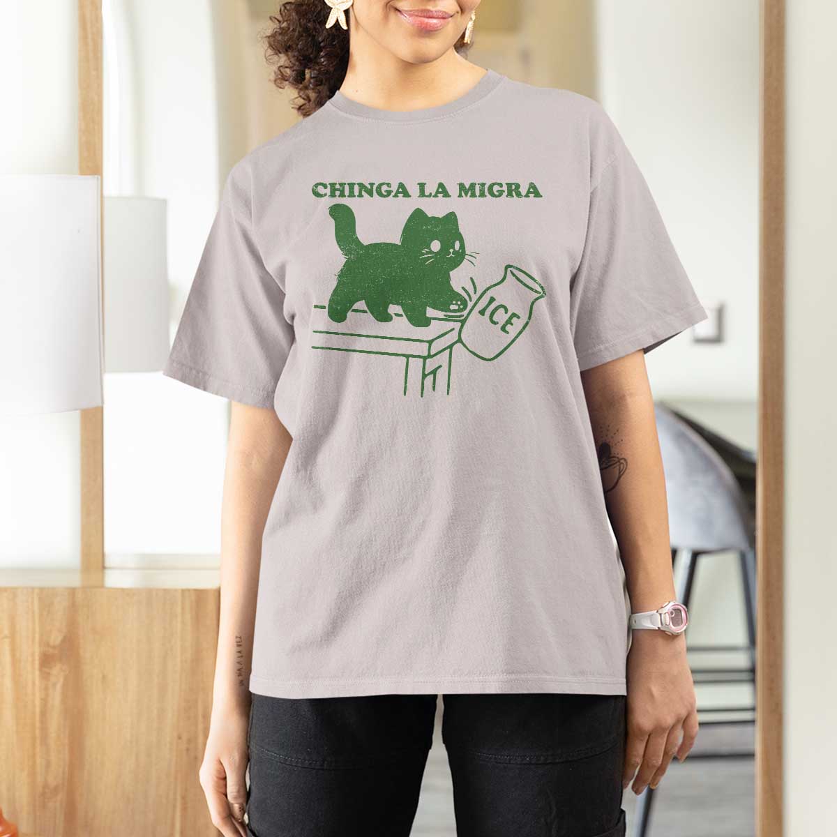 Chinga la Migra T Shirt For Women Funny Subtle FDT Cat Meme - Wonder Print Shop