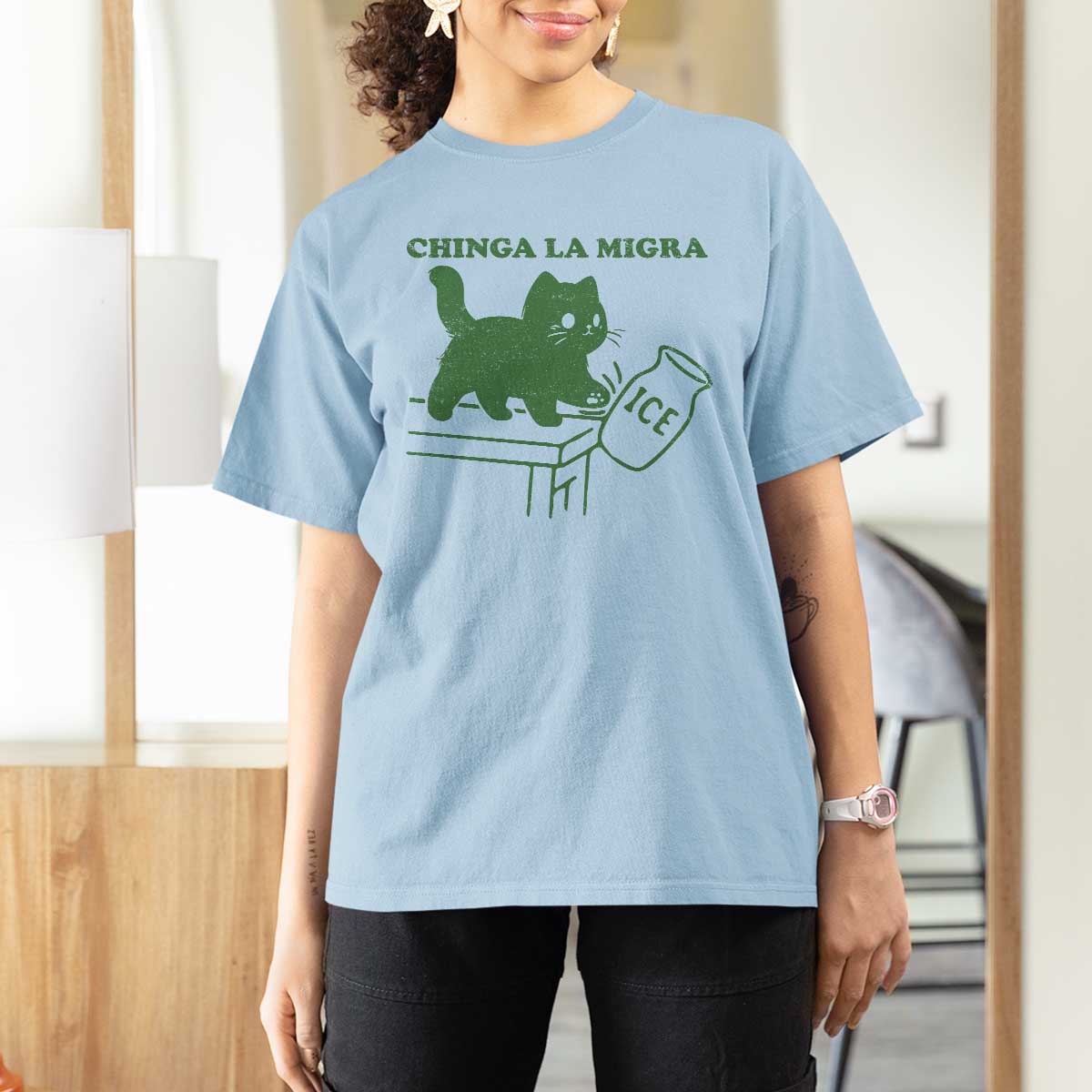 Chinga la Migra T Shirt For Women Funny Subtle FDT Cat Meme - Wonder Print Shop