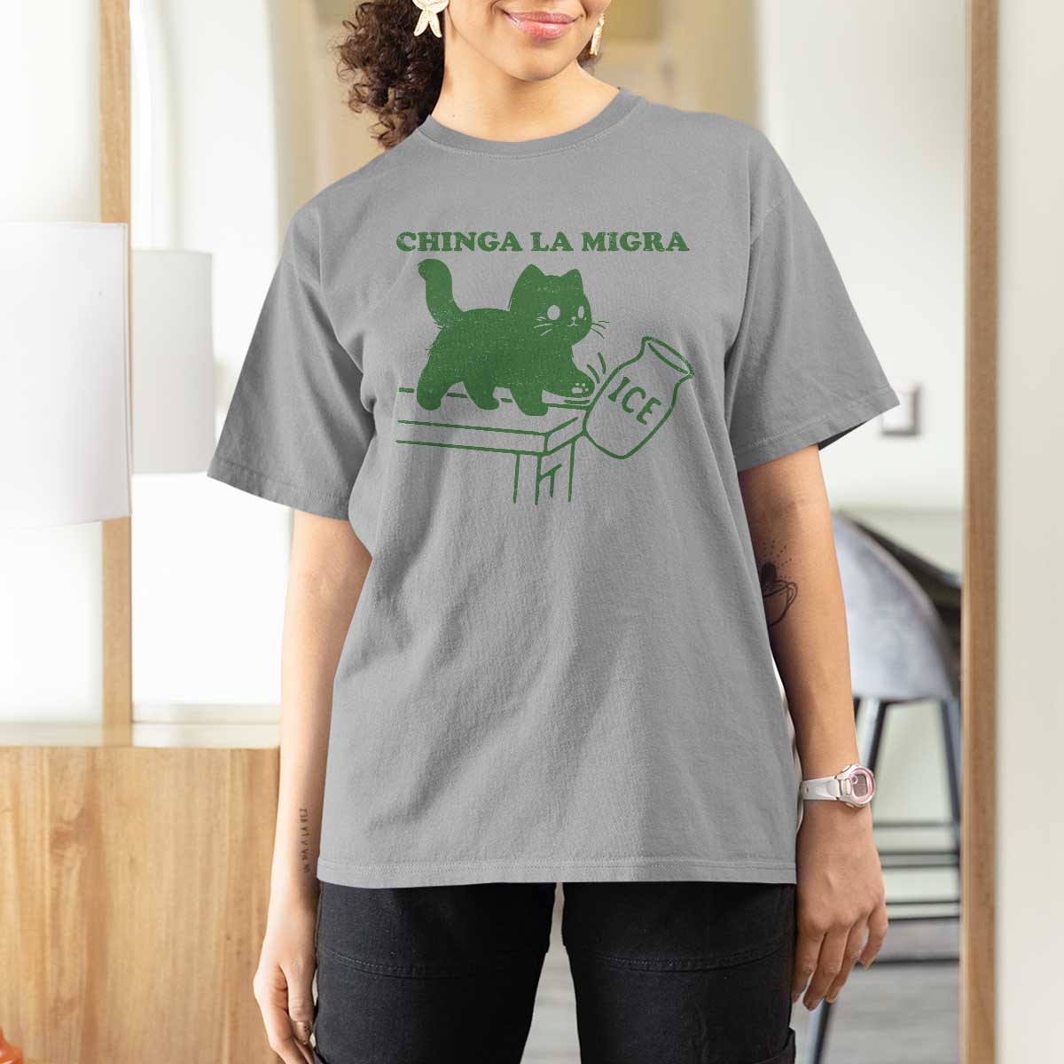 Chinga la Migra T Shirt For Women Funny Subtle FDT Cat Meme - Wonder Print Shop