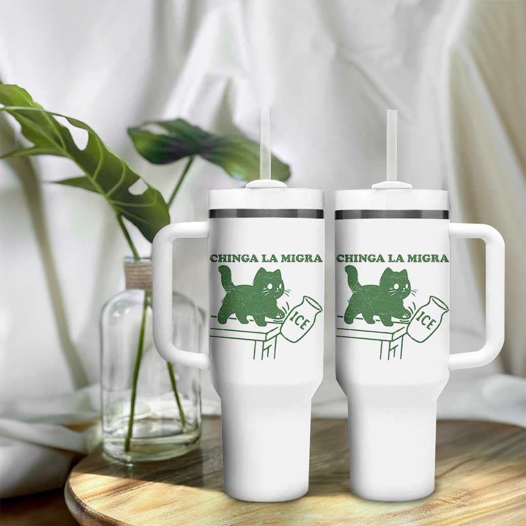 Chinga la Migra Tumbler With Handle Funny Subtle FDT Cat Meme - Wonder Print Shop