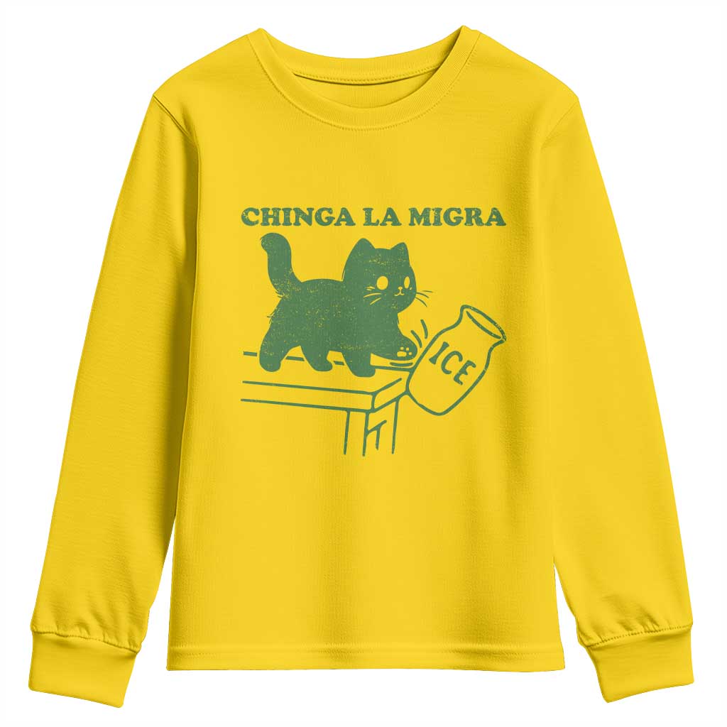Chinga la Migra Youth Sweatshirt Funny Subtle FDT Cat Meme - Wonder Print Shop
