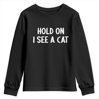 Hold On I See A Cat Youth Sweatshirt Funny Pet Parent Humor Cat Person - Wonder Print Shop