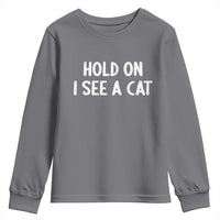 Hold On I See A Cat Youth Sweatshirt Funny Pet Parent Humor Cat Person - Wonder Print Shop