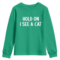 Hold On I See A Cat Youth Sweatshirt Funny Pet Parent Humor Cat Person - Wonder Print Shop