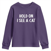 Hold On I See A Cat Youth Sweatshirt Funny Pet Parent Humor Cat Person - Wonder Print Shop