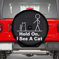 Hold On I See A Cat Spare Tire Cover Funny Cat Person Stick Figure Graphic - Wonder Print Shop